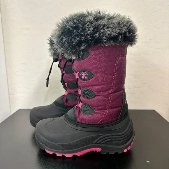 Kamik Kids Purple/Pink Snowgypsy Faux Fur Lined Winter Snow Boot Size 2 - Picture 2 of 12